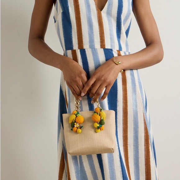 Aquazzura Citrus Punch Mini Embellished Raffia Tote - Neutral $1,295 - Picture 4 of 12